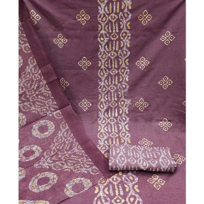 Mauve Printed Cotton Blend Dress Material