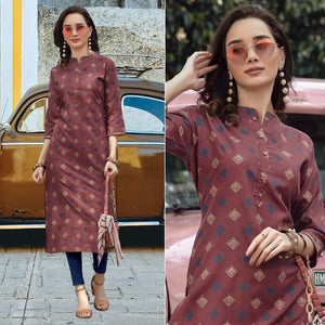 Mauve Printed Cotton Blend Kurti