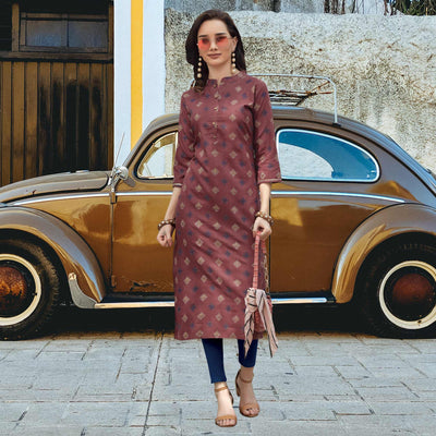 Mauve Printed Cotton Blend Kurti