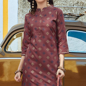 Mauve Printed Cotton Blend Kurti