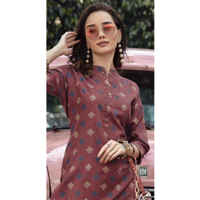 Mauve Printed Cotton Blend Kurti