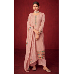 Mauve Sequins Embroidered Georgette Partywear Suit