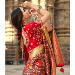 Mauve Wedding Wear Woven Silk Saree With Tassels