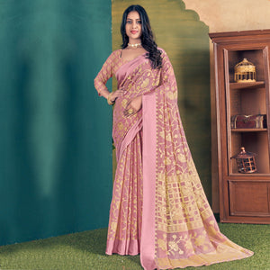Mauve Woven Brasso Saree