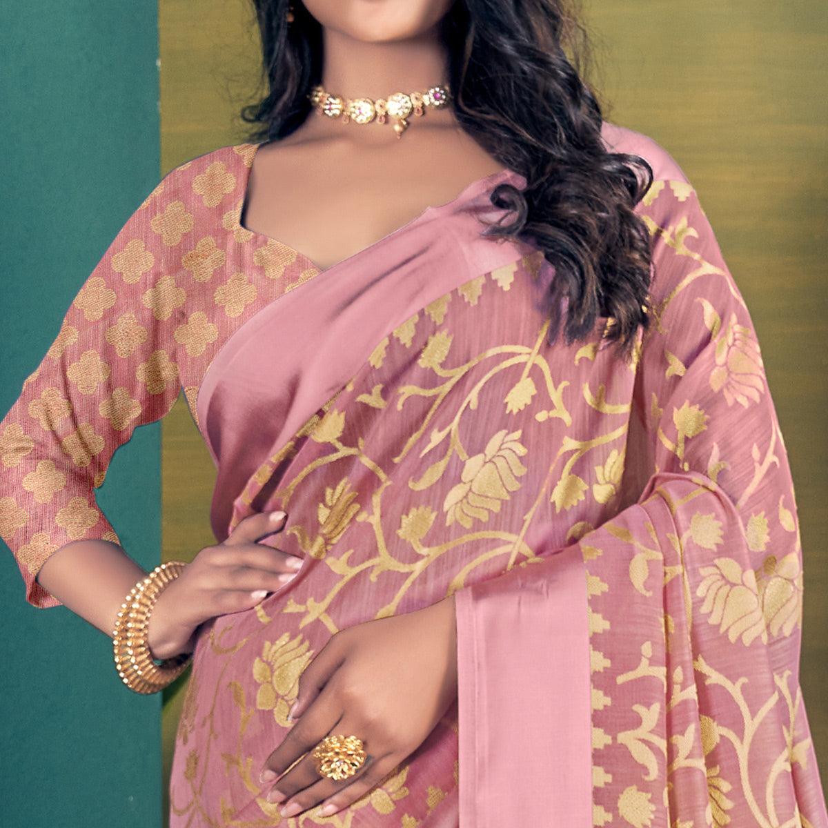 Mauve Woven Brasso Saree