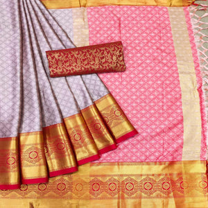 Mauve Woven Cotton Silk Saree