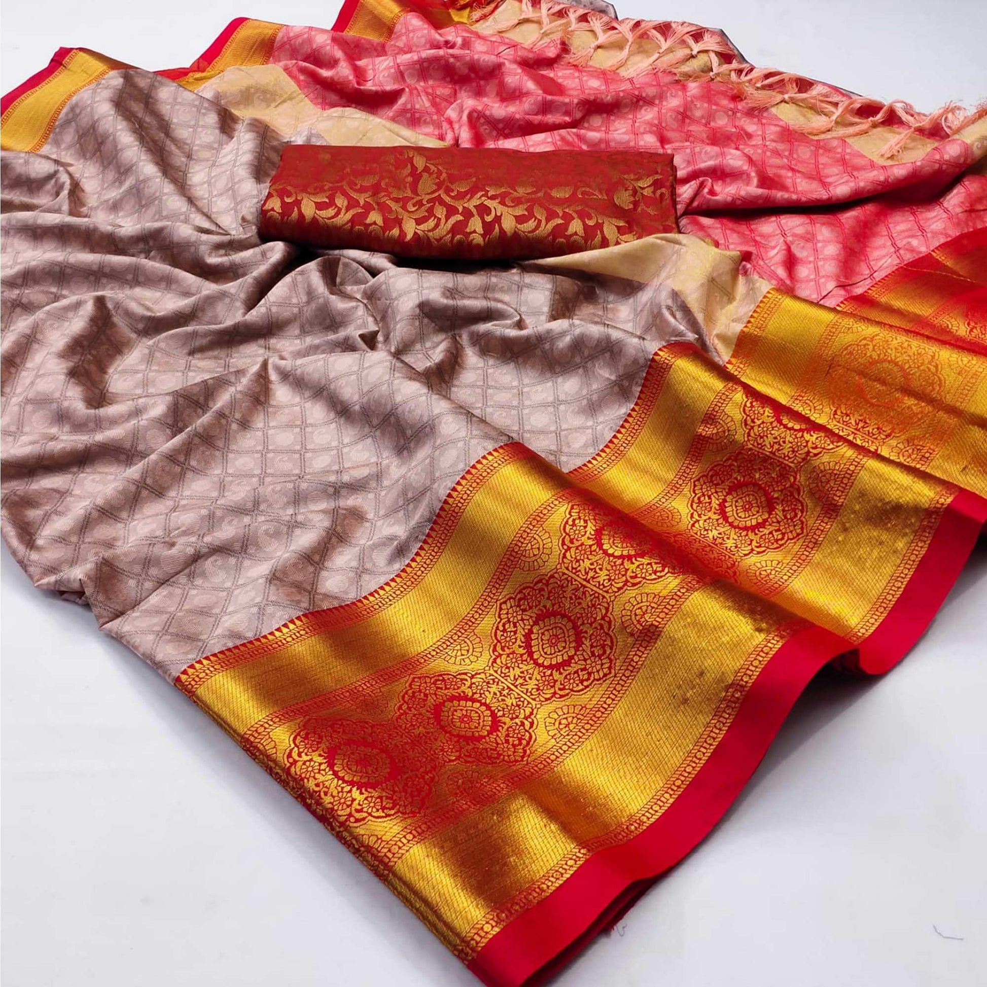 Mauve Woven Cotton Silk Saree