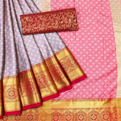Mauve Woven Cotton Silk Saree