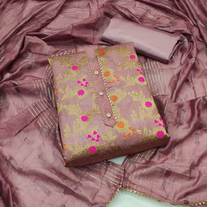 Mauve Woven Jacquard Dress Material