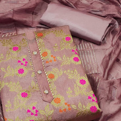 Mauve Woven Jacquard Dress Material