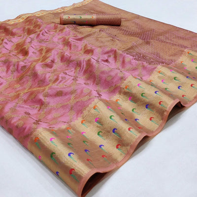 Mauve Woven Organza Saree