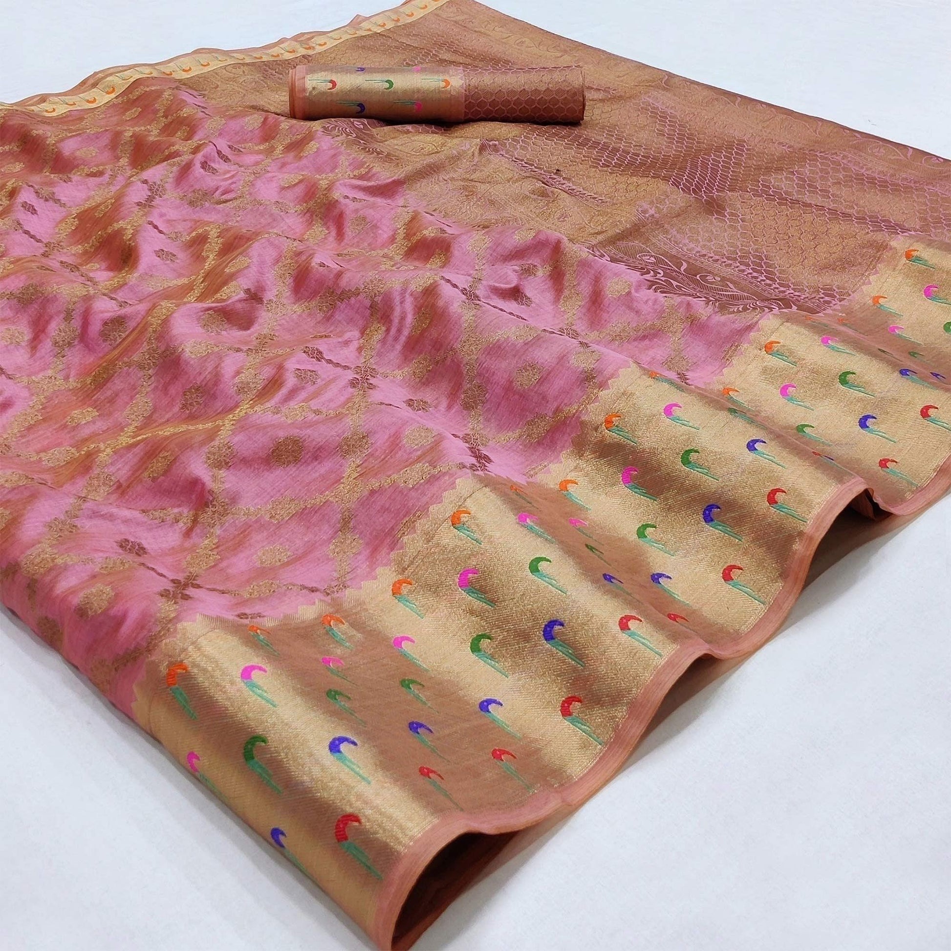 Mauve Woven Organza Saree