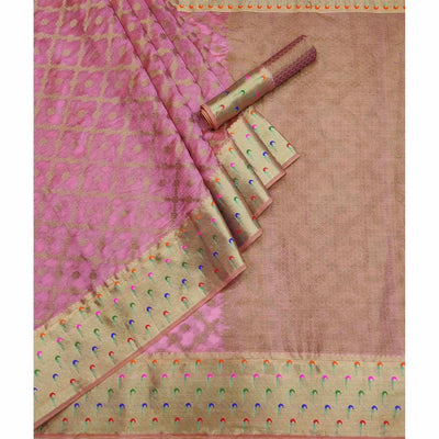 Mauve Woven Organza Saree