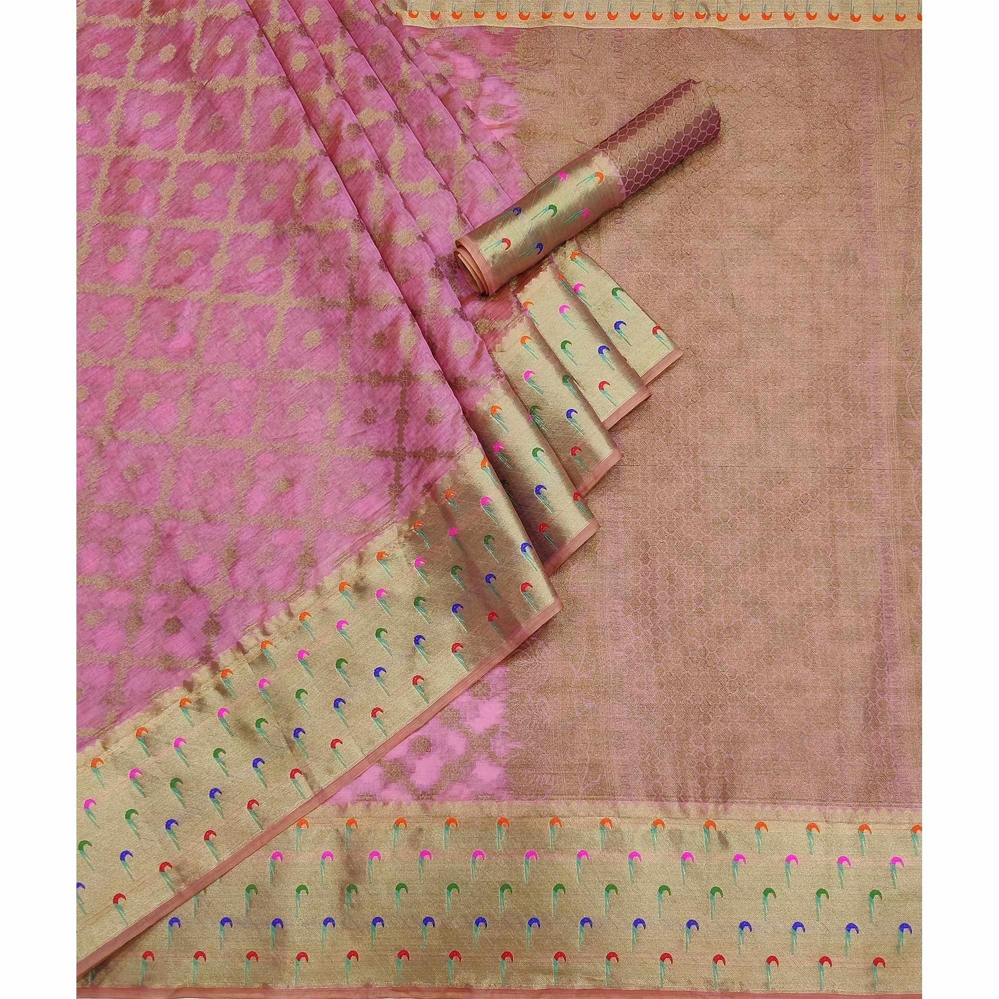 Mauve Woven Organza Saree