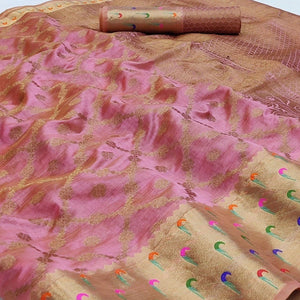 Mauve Woven Organza Saree