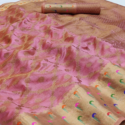 Mauve Woven Organza Saree