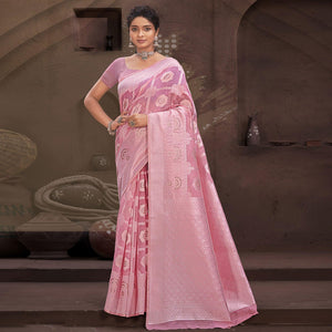 Mauve Woven Cotton Blend Saree