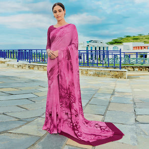 Megenta Printed Georgette Saree