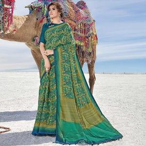 Mehandi  Casual Wear Printed Cotton Silk Saree