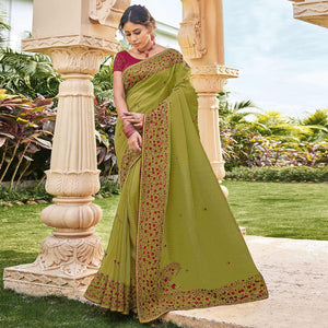 Mehendi Embroidered Georgette Saree