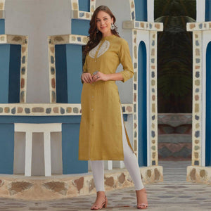 Mehendi Green Embroidered Cotton Blend Kurti