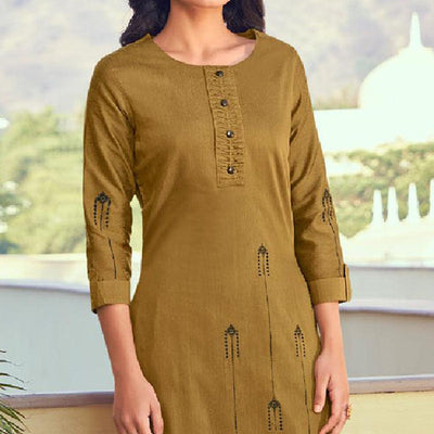 Mehendi Green Embroidered Viscose Kurti Pant Set