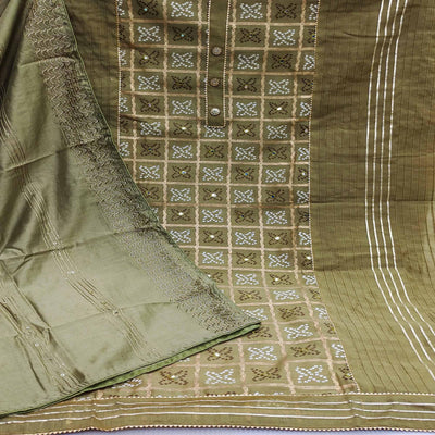 Mehendi Green Festive Wear Printed With Handwork Modal Dress Material