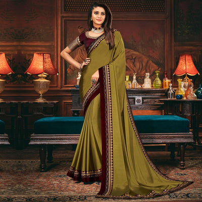 Mehendi Green Festive Wear Woven Silk Saree