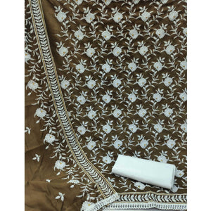 Mehendi Green Floral Embroidered Muslin Dress Material