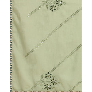 Mehendi Green Floral Sequins Embroidered Chiffon Saree