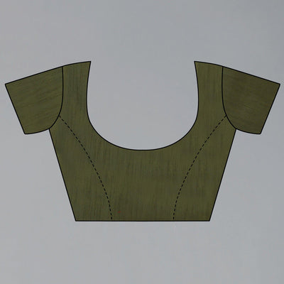 Mehendi Green Hand Printed Organza Saree