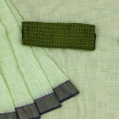 Mehendi Green lining Pattern Cotton Blend Saree