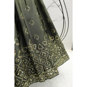 Mehendi Green Sequins Embroidered Art Silk Lehenga Choli