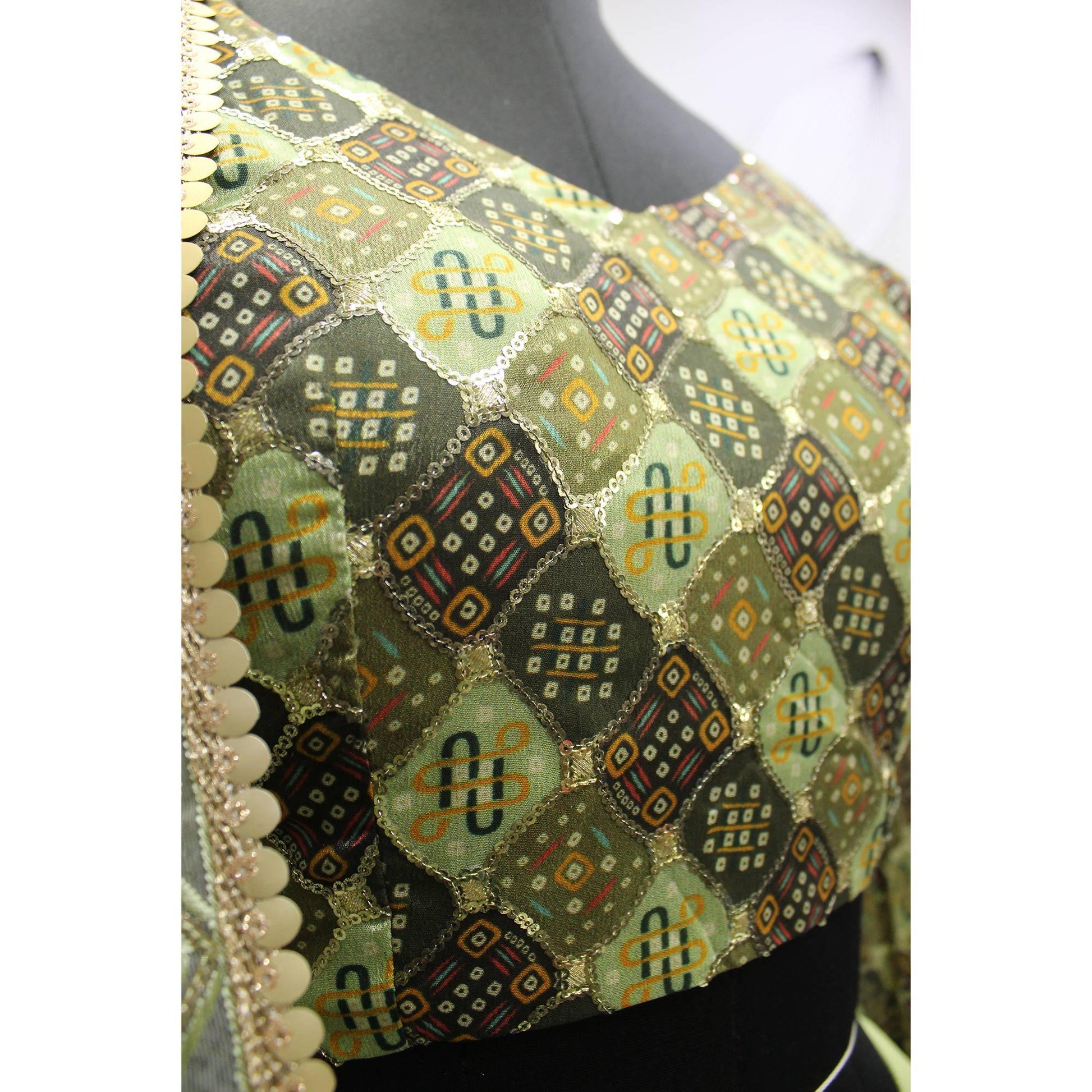 Mehendi Green Sequins Embroidered Art Silk Lehenga Choli