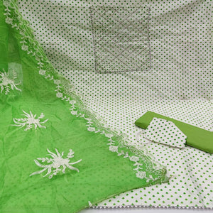 Mehndi-Green Casual Wear Printed Cotton Blend Dress Material