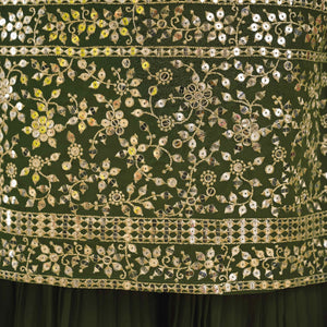 Mehndi Green Georgette Suit with Embroidery and Shantoon Bottom
