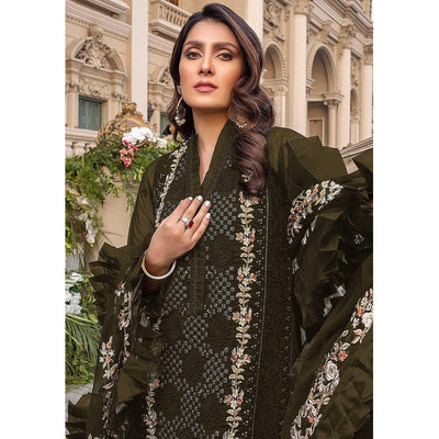 Mehndi Green Sequins With Floral Embroidered Georgette Pakistani Suit