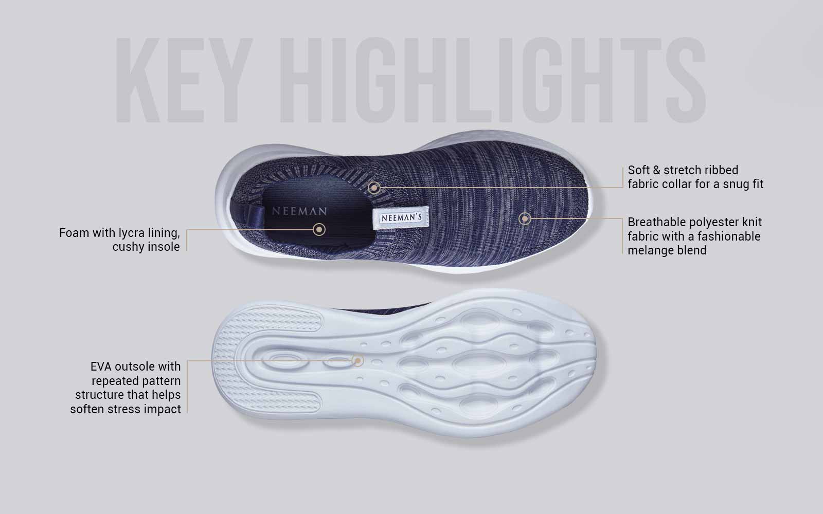 Melange Slip Ons : Navy