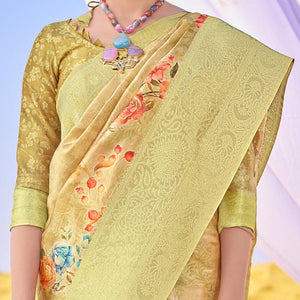 Mesmeric Green Colored Festive Wear Woven Silk Saree