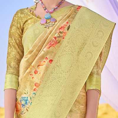 Mesmeric Green Colored Festive Wear Woven Silk Saree