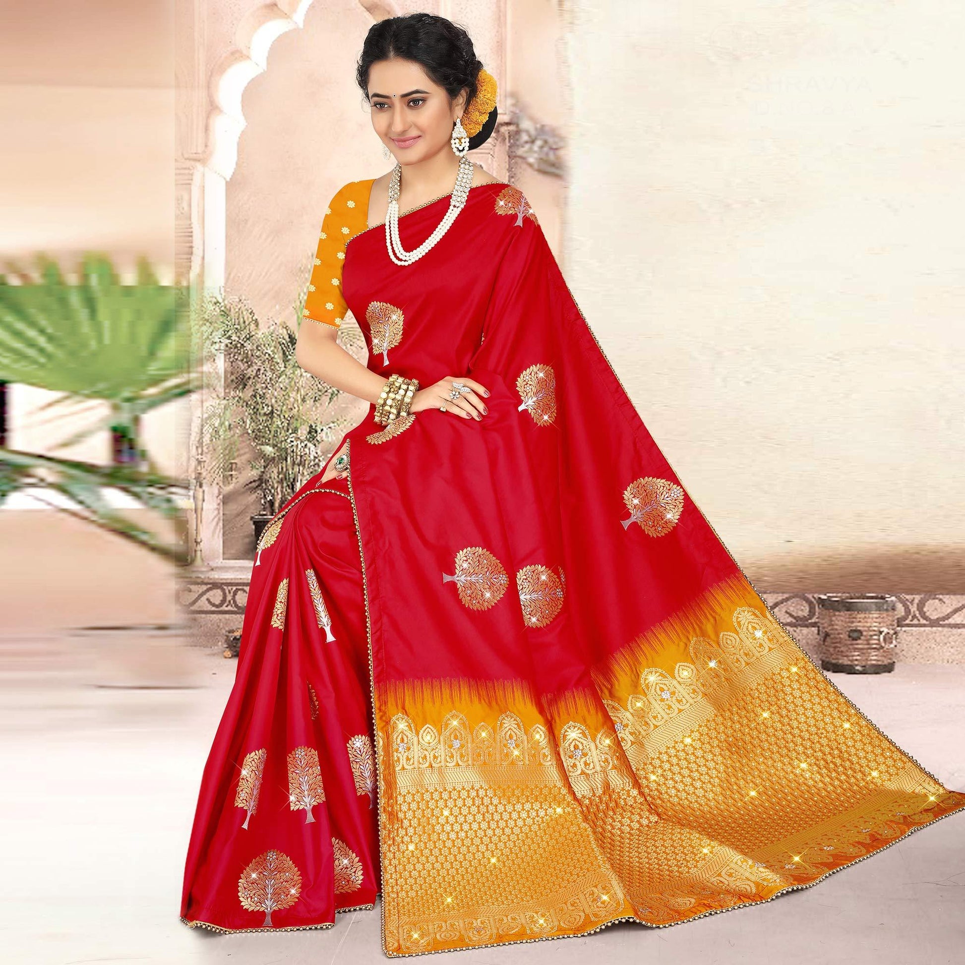 Mesmeric Maroon Colored Festive Wear Woven Banarasi Silk Saree