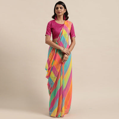 Mesmeric Multicolor Coloured Casual Wear Printed Georgette Saree