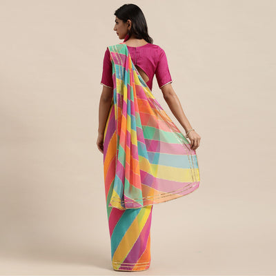 Mesmeric Multicolor Coloured Casual Wear Printed Georgette Saree