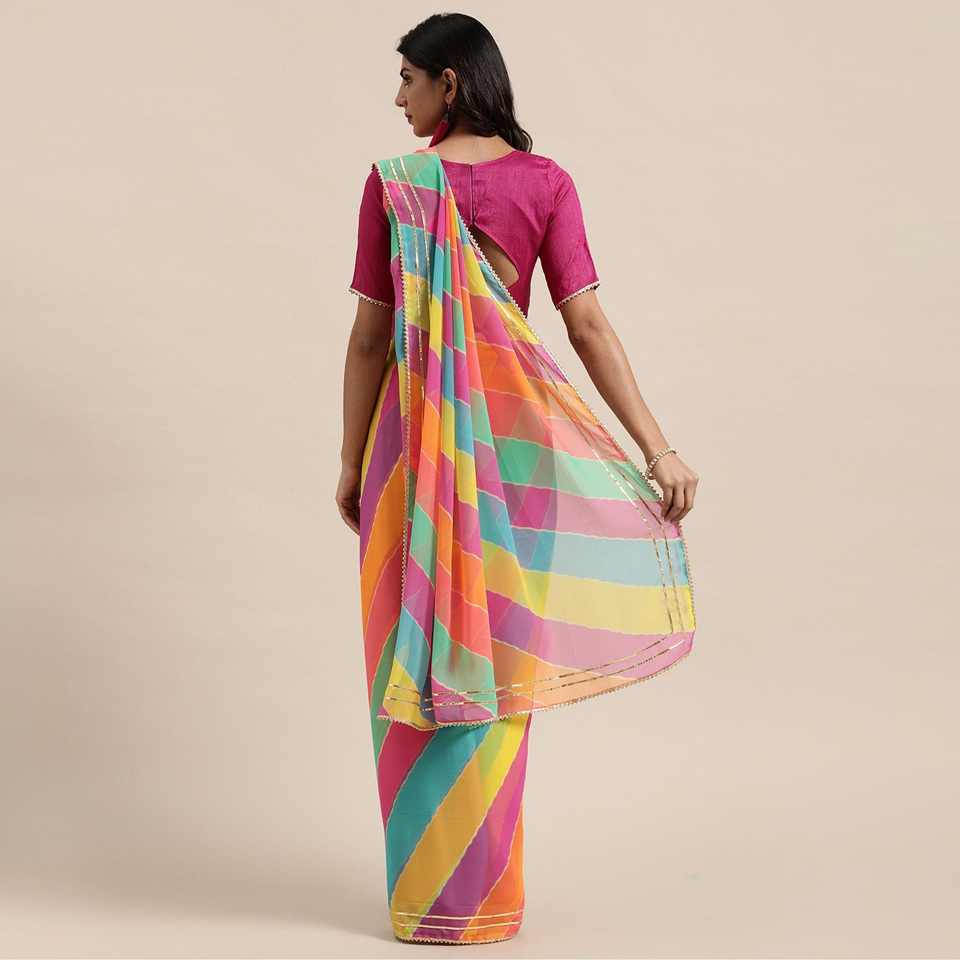 Mesmeric Multicolor Coloured Casual Wear Printed Georgette Saree