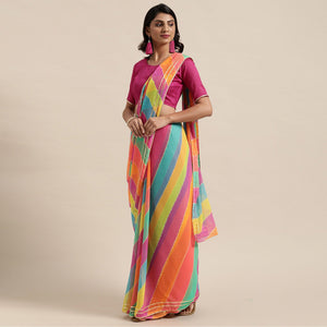 Mesmeric Multicolor Coloured Casual Wear Printed Georgette Saree