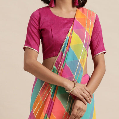 Mesmeric Multicolor Coloured Casual Wear Printed Georgette Saree