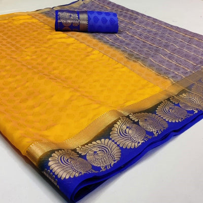Mesmeric Mustard Coloured Festive Wear Woven Art Silk Saree