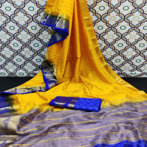 Mesmeric Mustard Coloured Festive Wear Woven Art Silk Saree