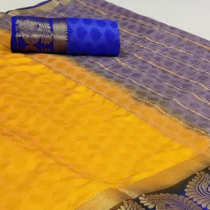 Mesmeric Mustard Coloured Festive Wear Woven Art Silk Saree