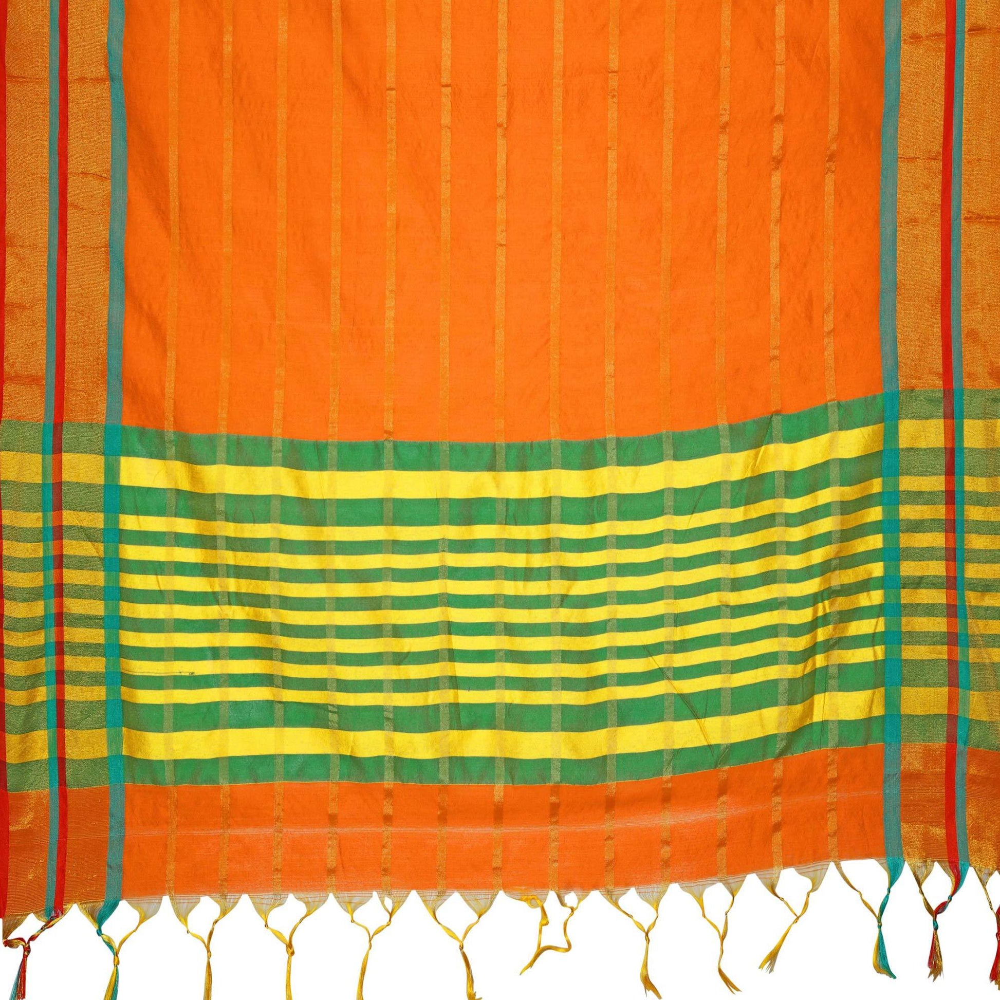Mesmeric Orange Colored Festive Wear Woven Poly Silk Saree